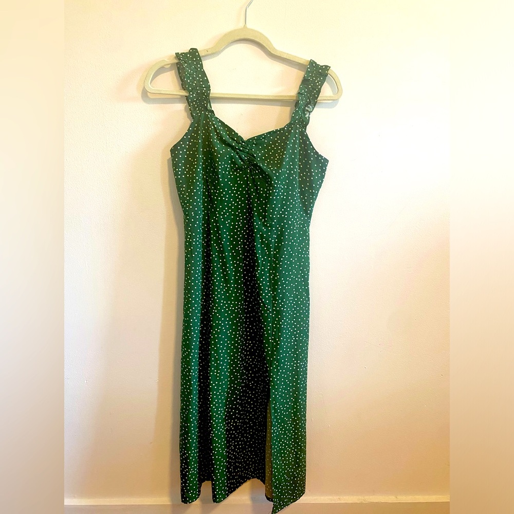 Green midi dress polka dot